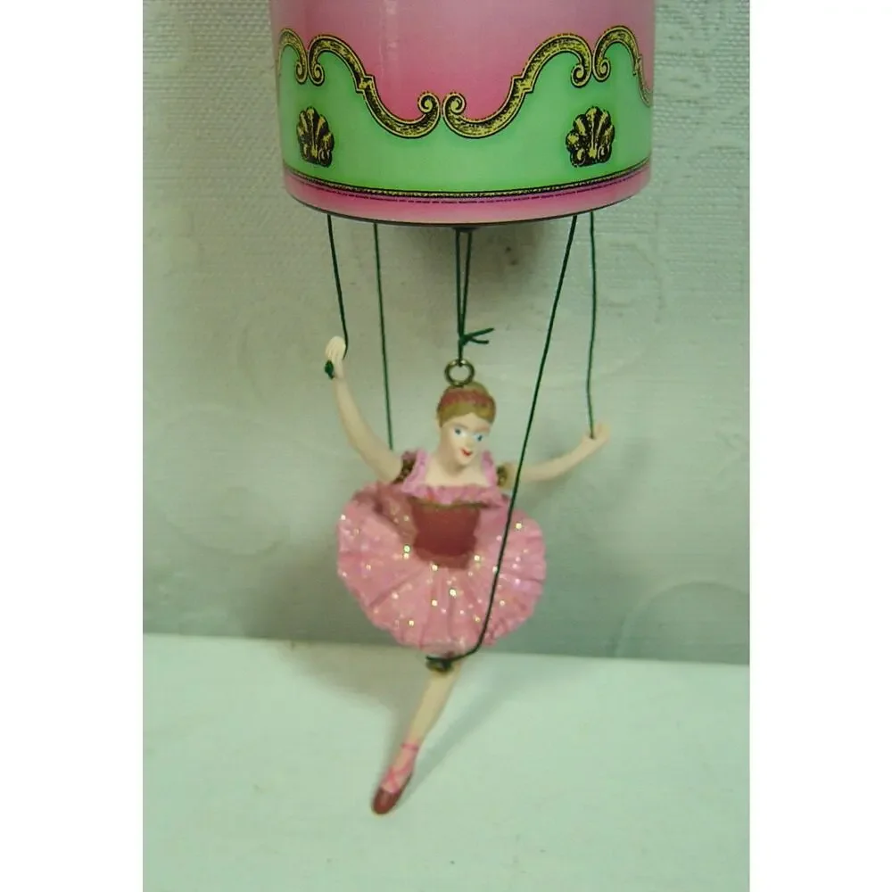 2002 SANTA'S ACTION WORLD MERRY MARIONETTES BALLERINA ORNAMENT-SOUND & MOTION